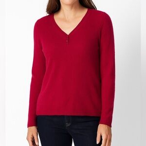 Madison Studio Women's S100% Cashmere V-Neck Fuchsia Sweater